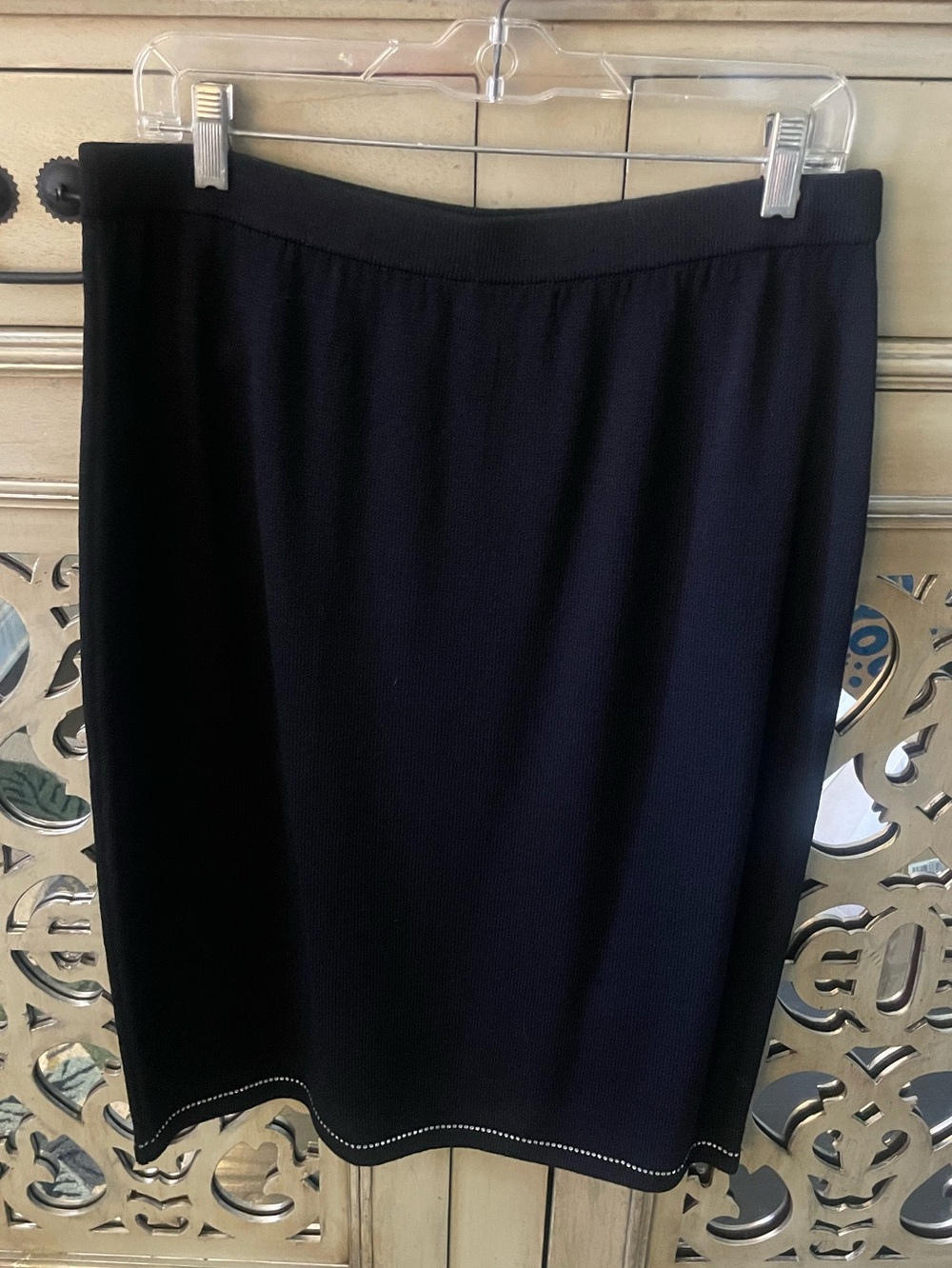 St John Evening Collection Classic Black Women's Knit Skirt with crystals